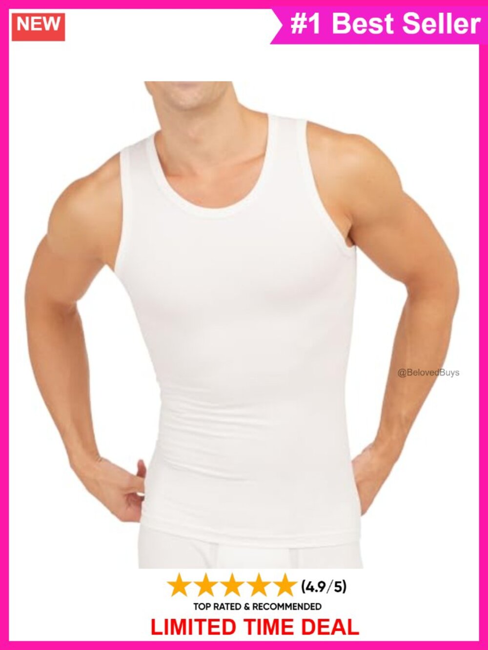 Mens Compression Tank Top Cotton Spandex Slimming Base Layer